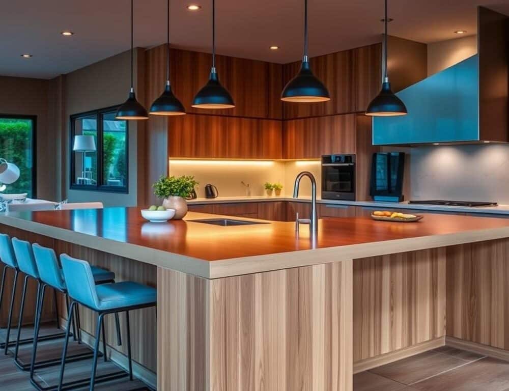 How can I incorporate seating into my kitchen island design?
