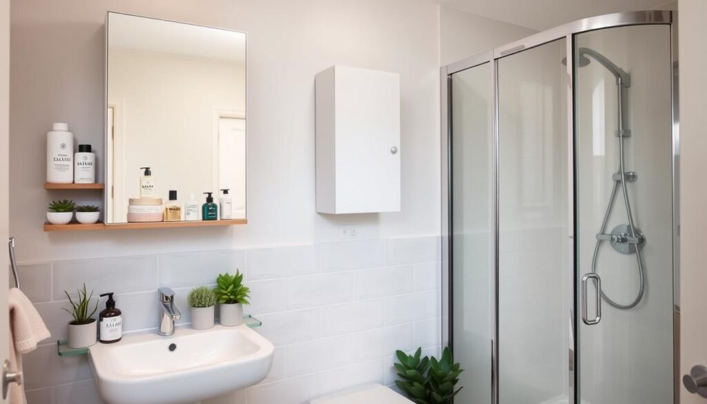 How can I maximize space in a small bathroom?