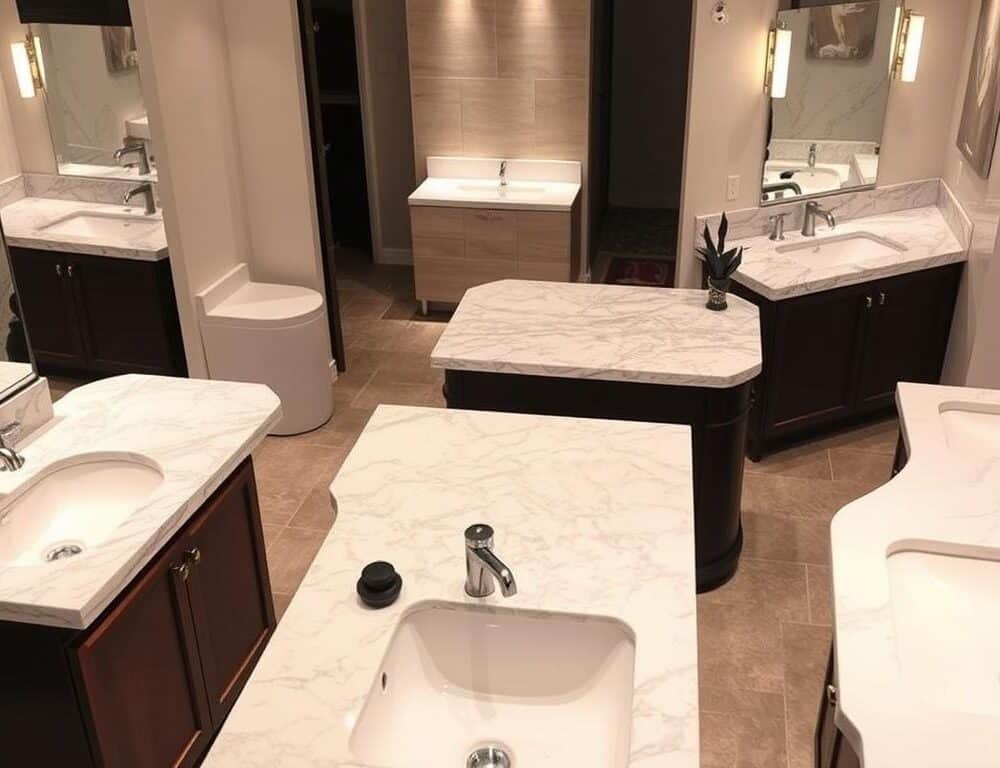 Can bathroom countertops be customized for specific sizes and shapes?