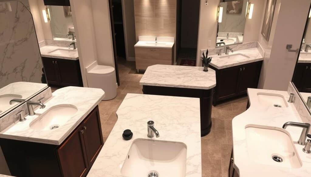 Can bathroom countertops be customized for specific sizes and shapes?