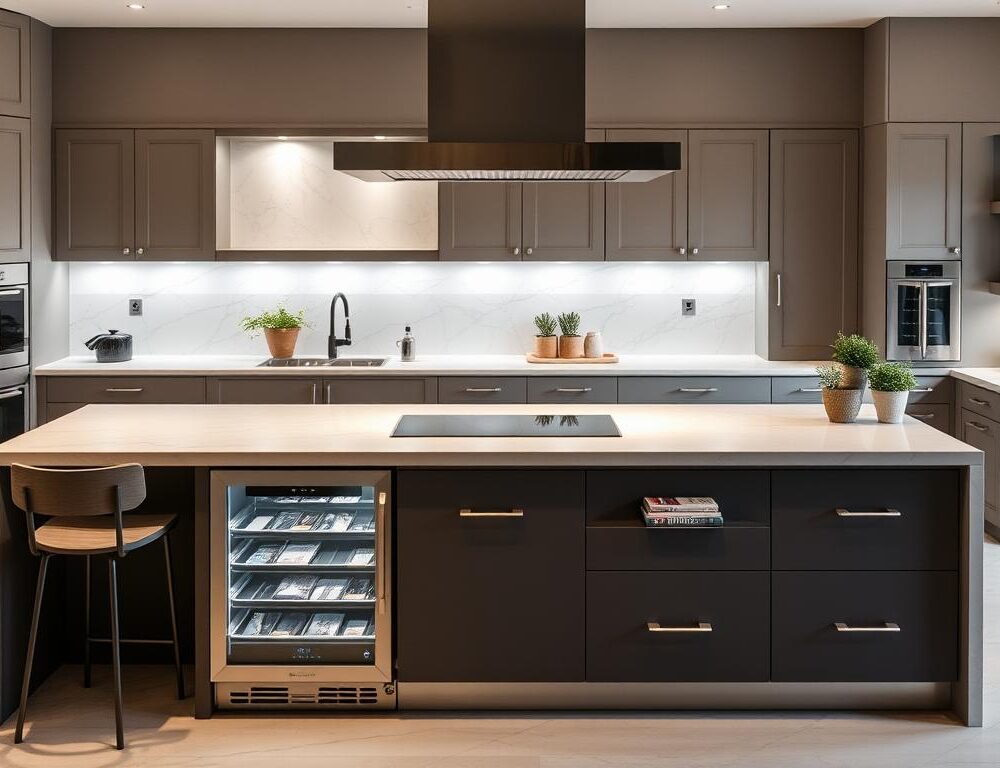 What features can be incorporated into a kitchen island?