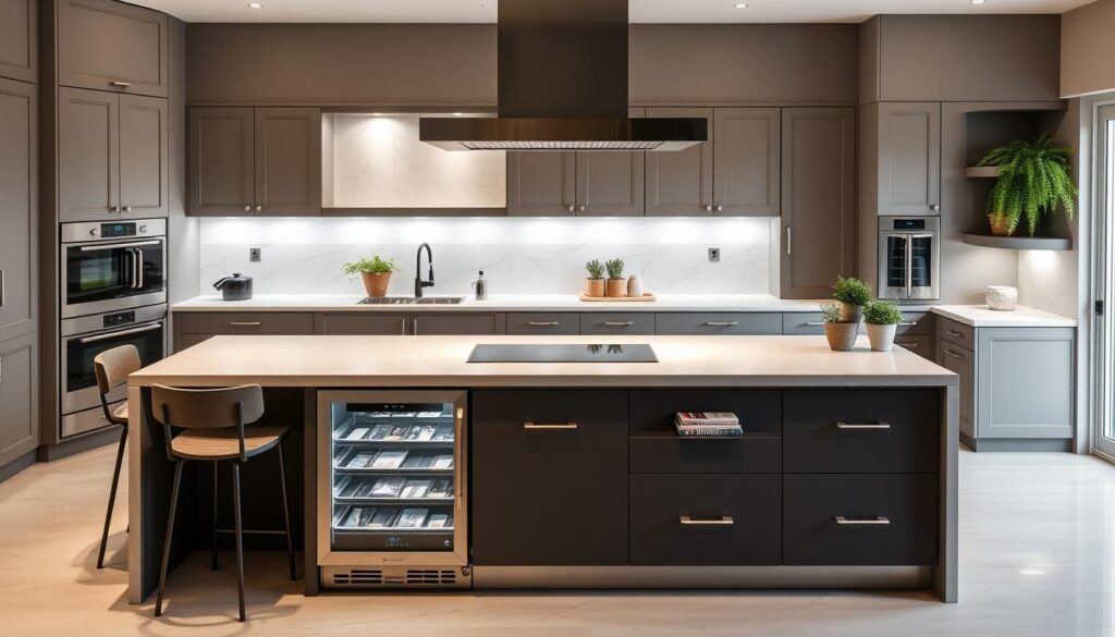 What features can be incorporated into a kitchen island?