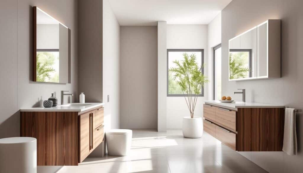 What are the differences between freestanding and wall-mounted vanities