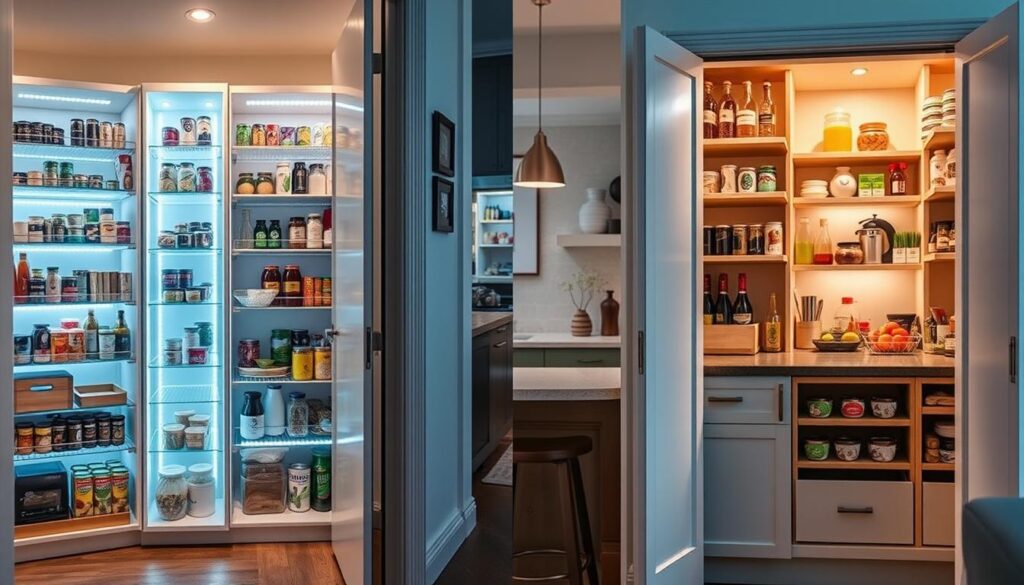 What are the differences between a walk-in pantry and a cabinet pantry