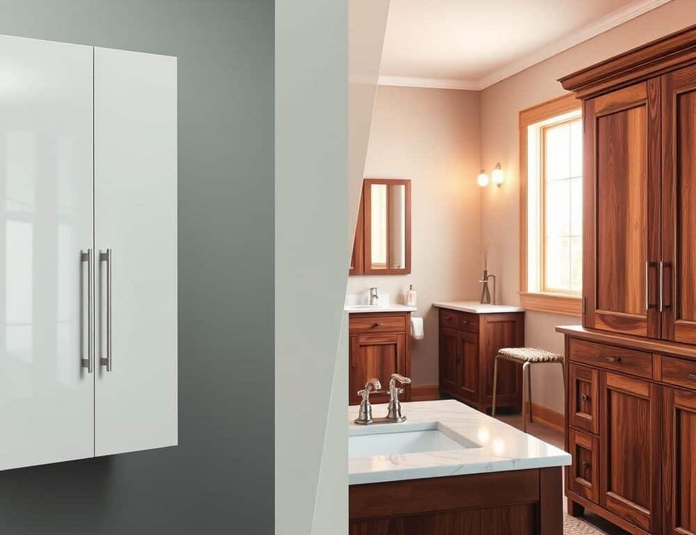 What are the differences between wall-mounted and freestanding bathroom cabinets