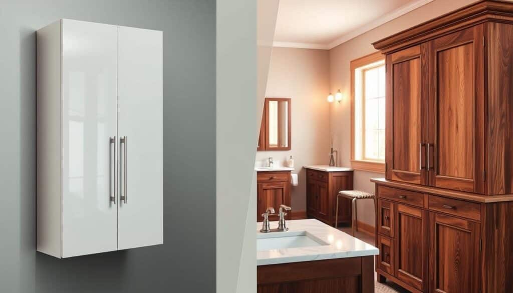 What are the differences between wall-mounted and freestanding bathroom cabinets